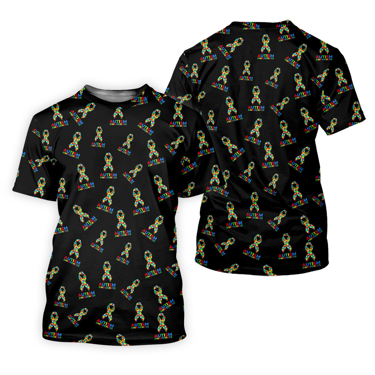Autism Awareness Colors Autism Ribbon Black Golf Shirt, Golf Tops For Men, Golf Shirts For Men SH818