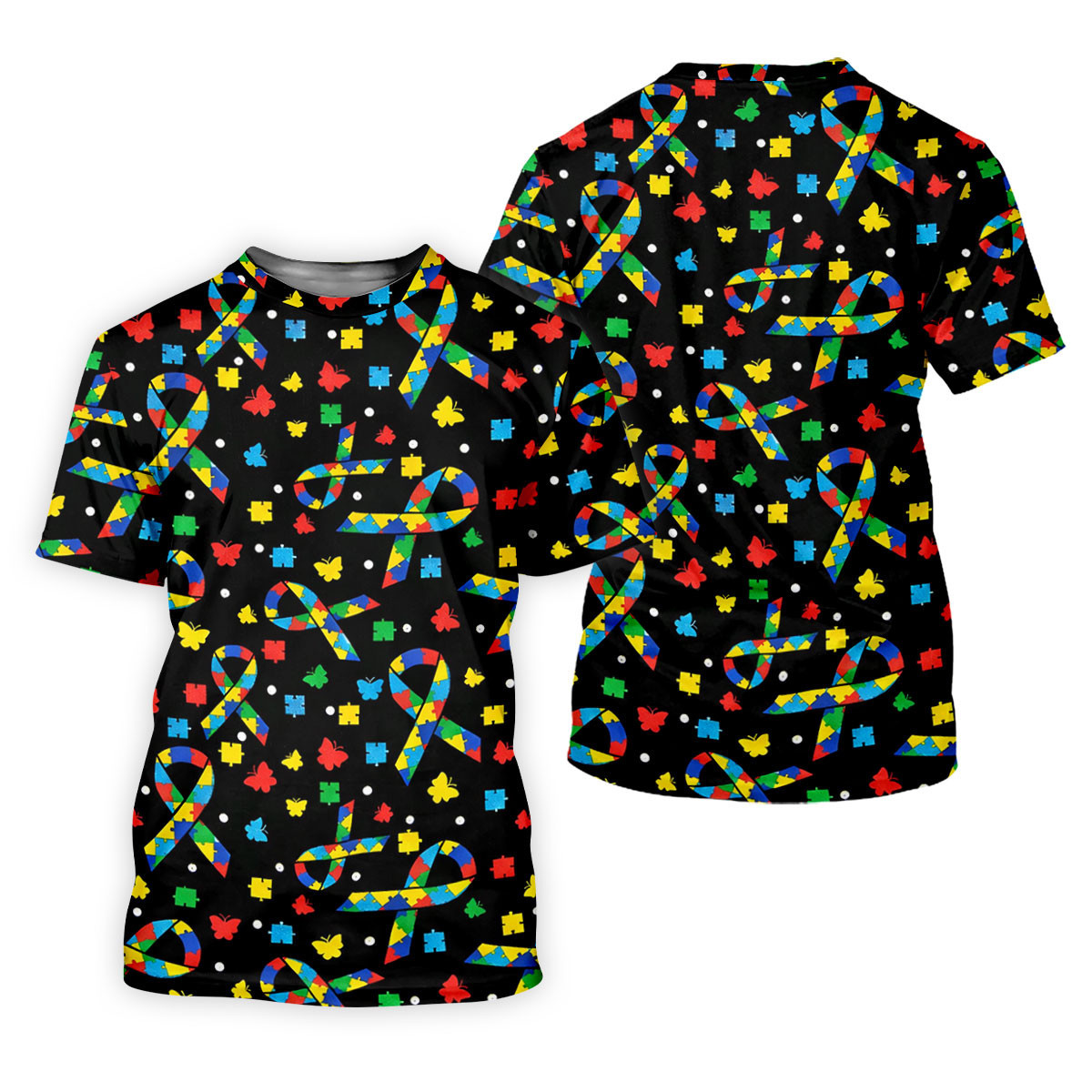 Autism Awareness Ribbon Colorful Butterflies Black Golf Shirt, Golf Shirt For Women, Ladies Golf Shirts SH818