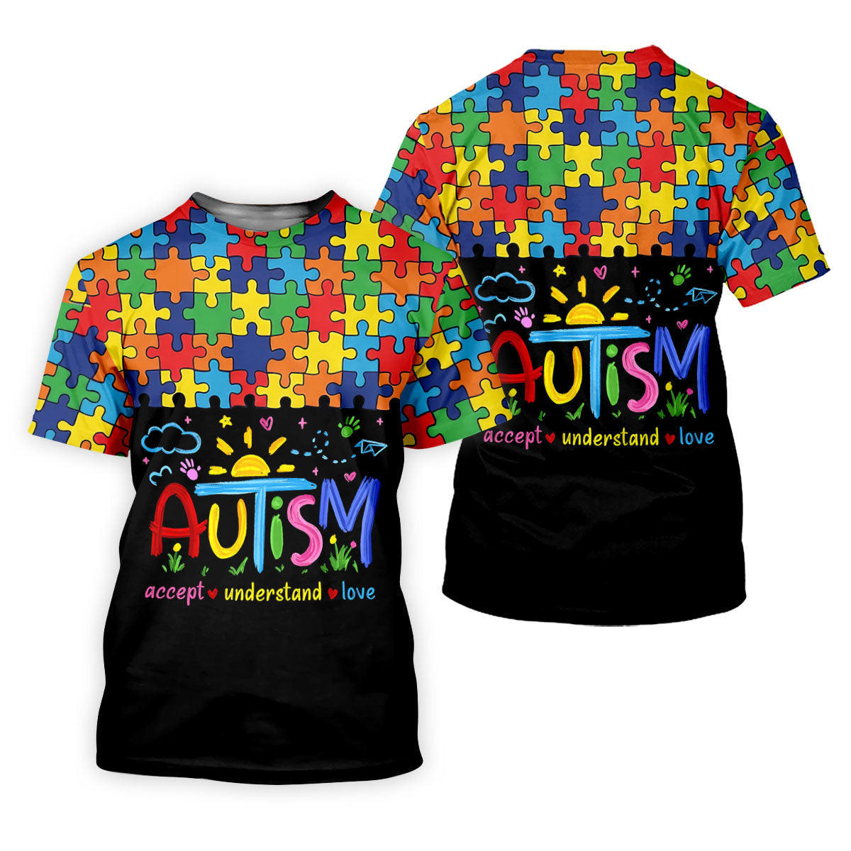 Awareness Accept Understand Love Colorful Puzzle Golf Shirt, Polo Shirts For Men, Golf Shirts For Men SH818