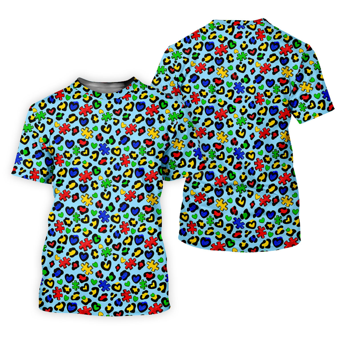 Autism Awareness Color Leopard Pattern Blue Golf Shirt, Women's Golf Tops, Ladies Golf Shirts, Ladies Golf Polos SH818