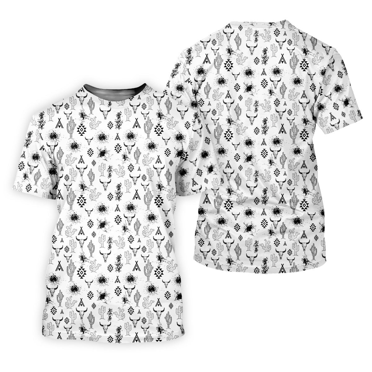 Aztec Bull Skull Western Golf Shirt, Men's Funny Golf Shirts, Men's White Polo, Golf Gift For Men SH818