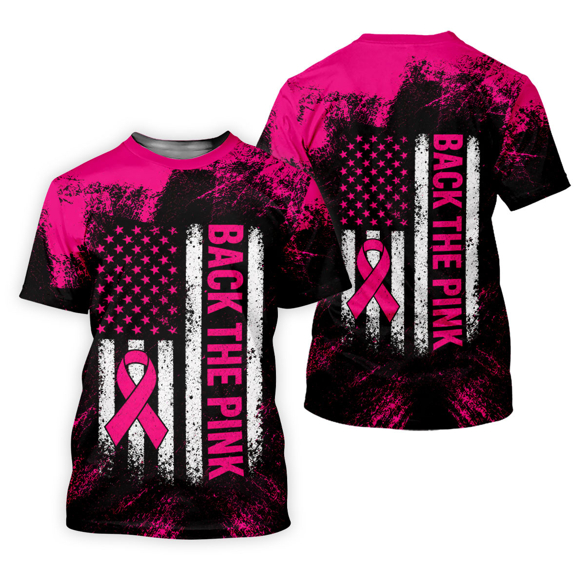 Back The Pink American Flag Breast Cancer Polo Shirt, Mens Golf Polo, Printed Golf Shirts SH818