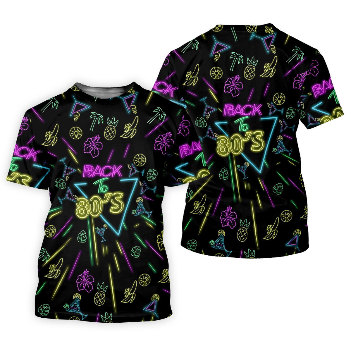 Back To 80's Neon Pattern Hawaiian Golf Shirt, Tropical Vibe Golf Shirt For Women SH818