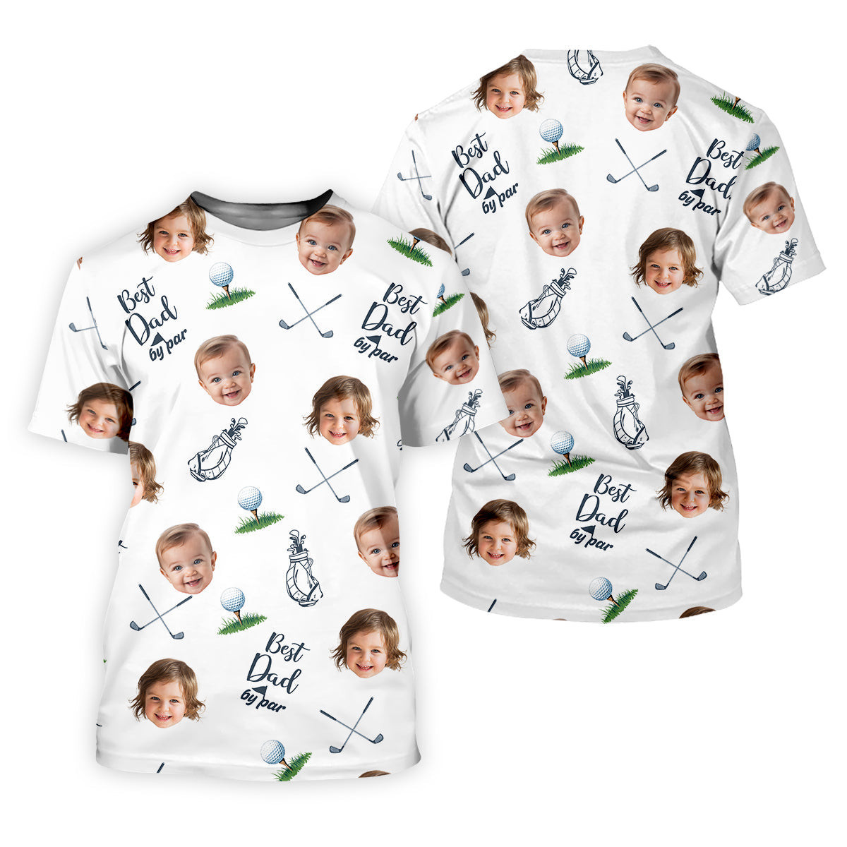 Best Dad By Par Custom Photo Golf Shirt, Funny Golf Polo Shirt, Christmas Golf Gift SH818
