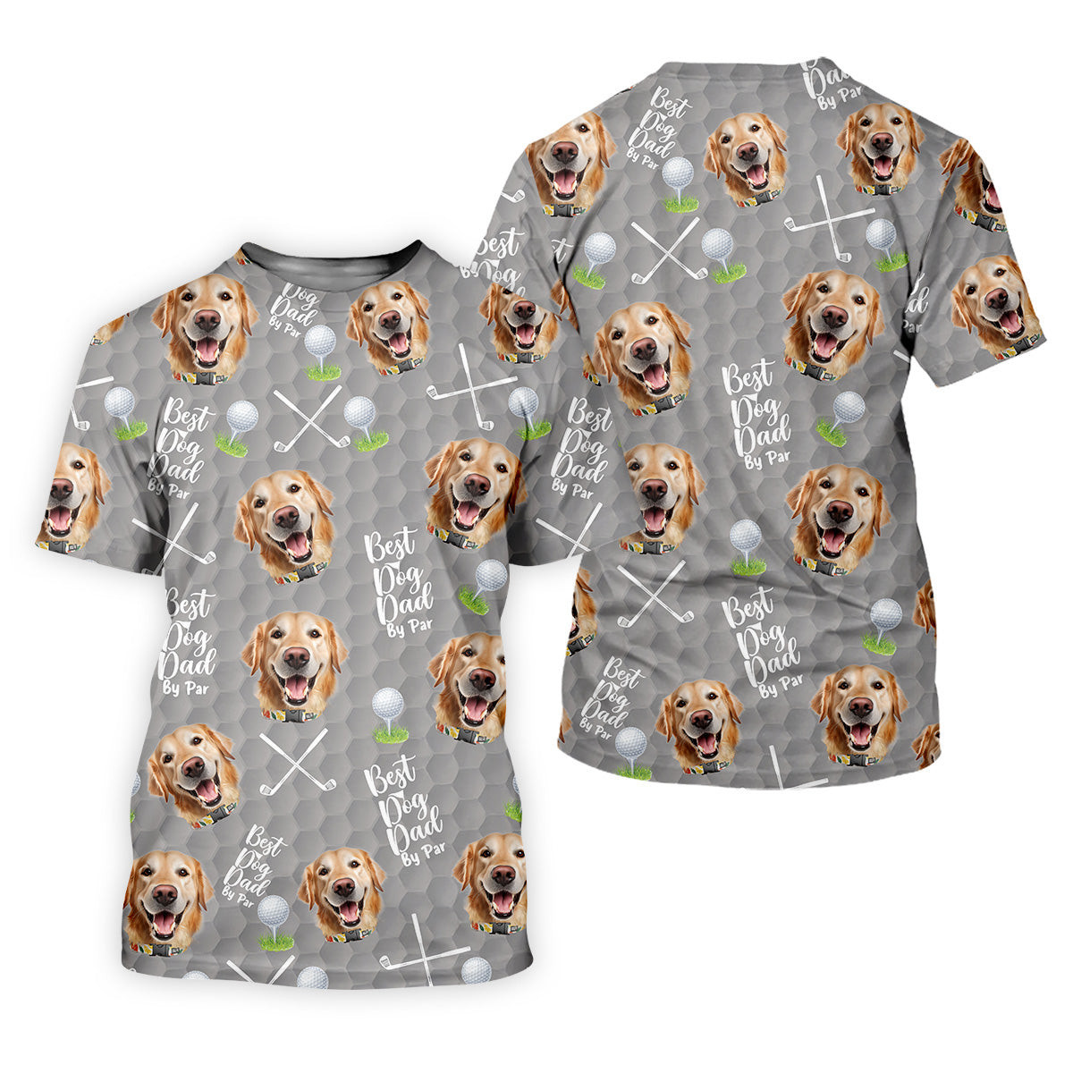 Best Dog Dad By Par Grey Custom Face Golf Shirt, Funny Golf Polo Shirt, Dad Golf Gifts SH818