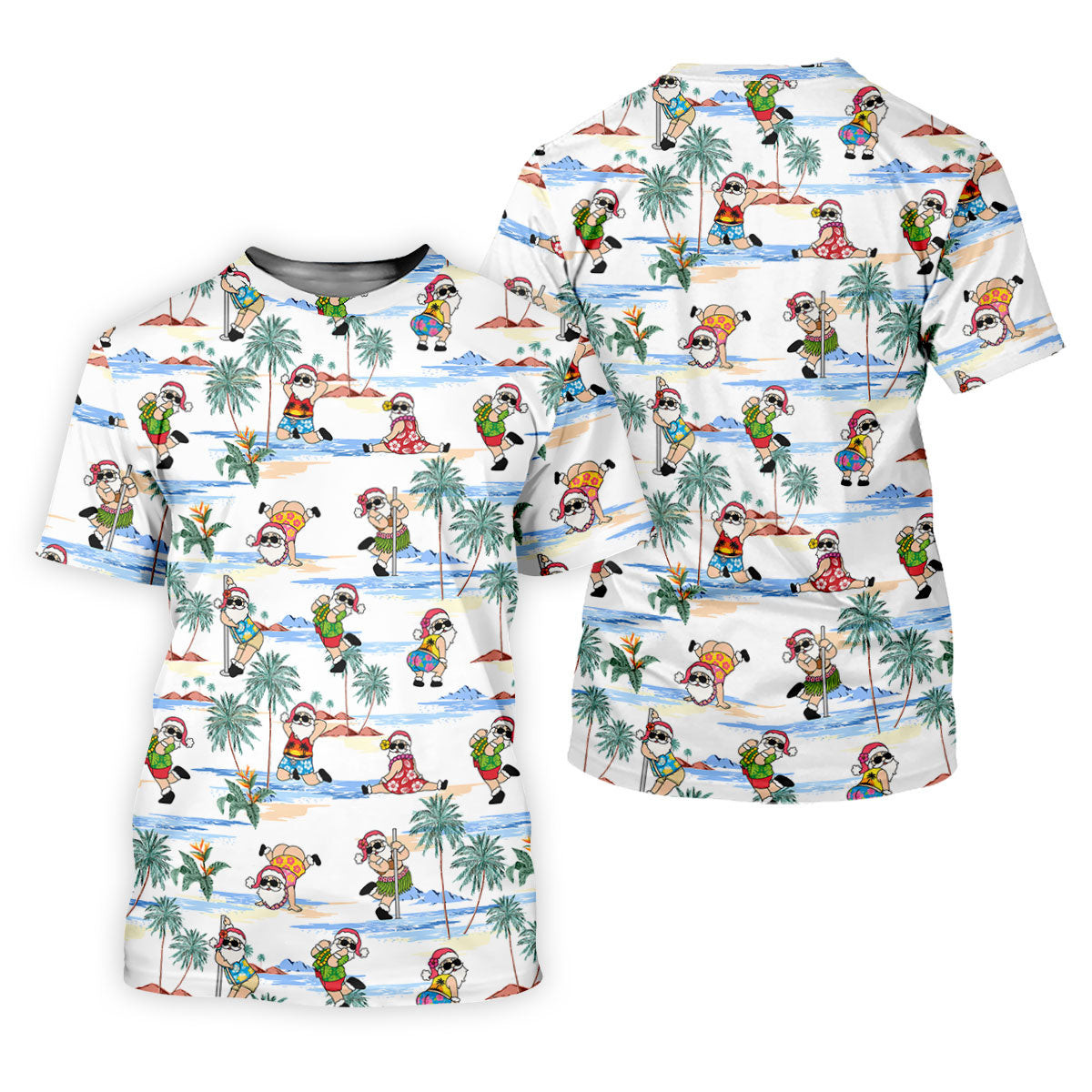 Beach Party Santa Christmas Golf Shirt, Women's Golf Tops, Printed Golf Shirt, Golf Polo For Women SH818
