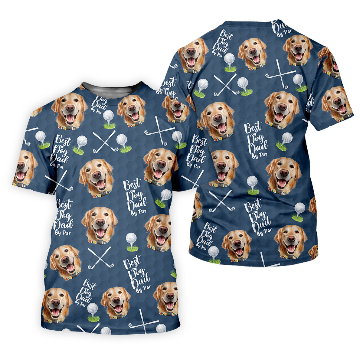 Best Dog Dad By Par Blue Custom Face Golf Shirt, Funny Golf Polo Shirt, Dad Golf Gifts SH818
