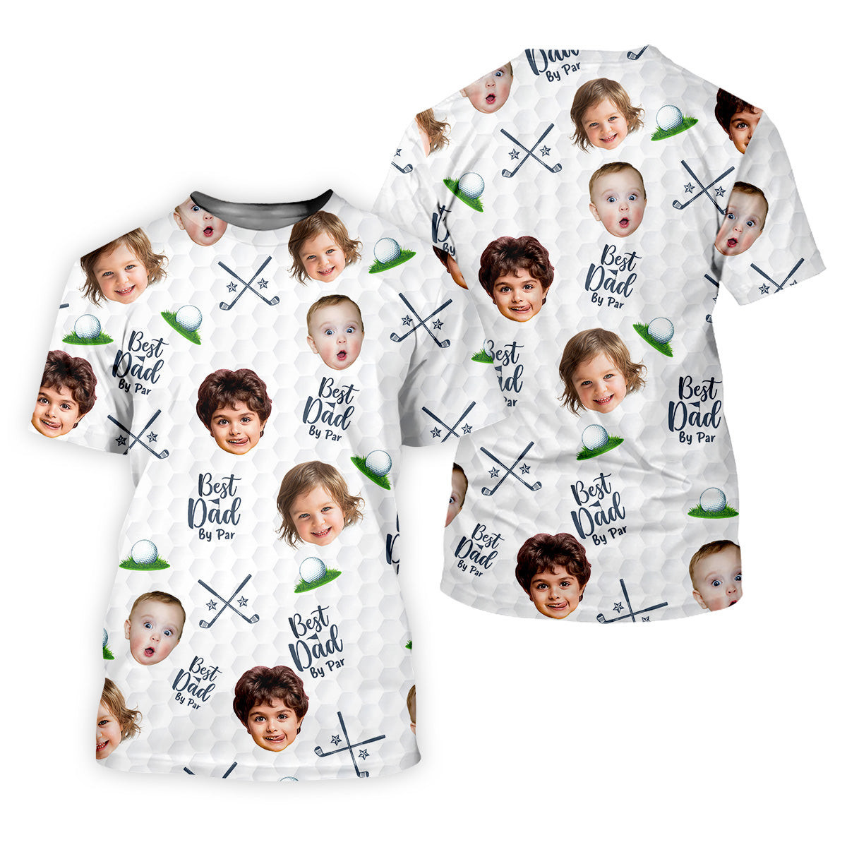 Best Dad By Par Custom Face Kids Photo Funny Polo Golf Shirt, Gifts For The Golfing Dad, Christmas Golf Gift SH818