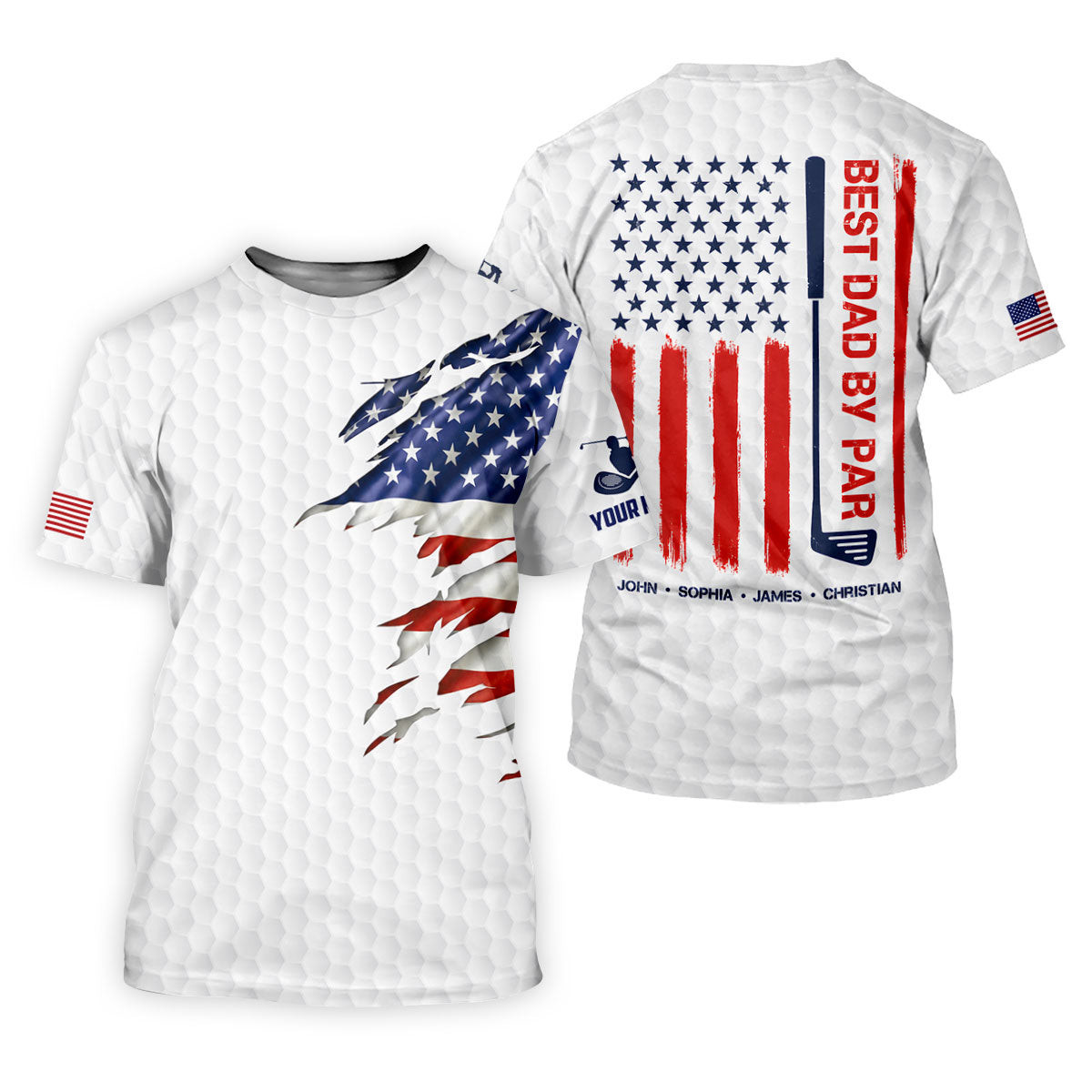 Best Dad By Par Patriotic Golf Shirt, US Flag Golf Shirt For Dad, Golf Tops For Men, Father's Day Golf Gift SH818