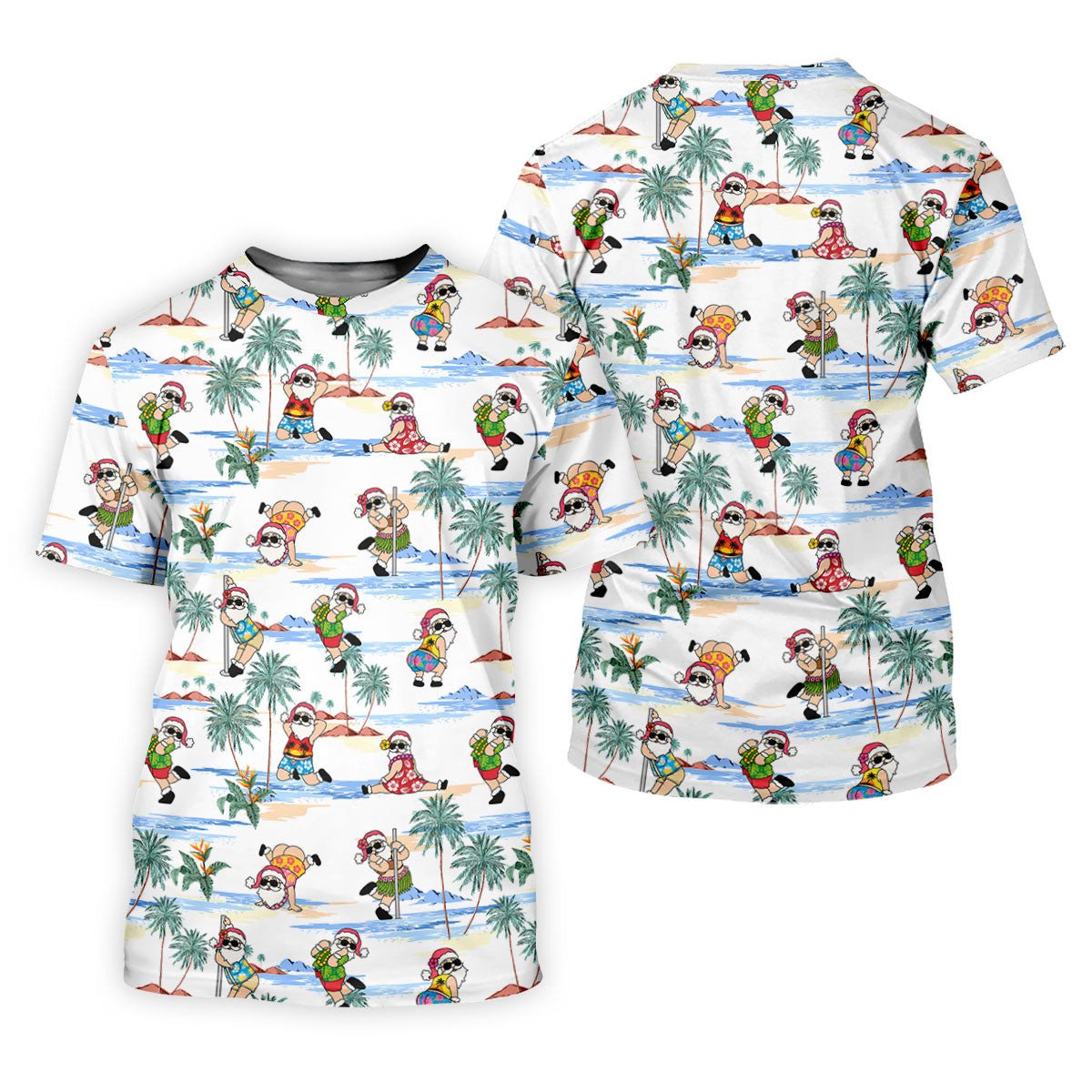 Beach Party Santa Christmas Golf Shirt, Men's Golf Shirt, Printed Golf Shirts, Hawaiian Golf Shirt SH818