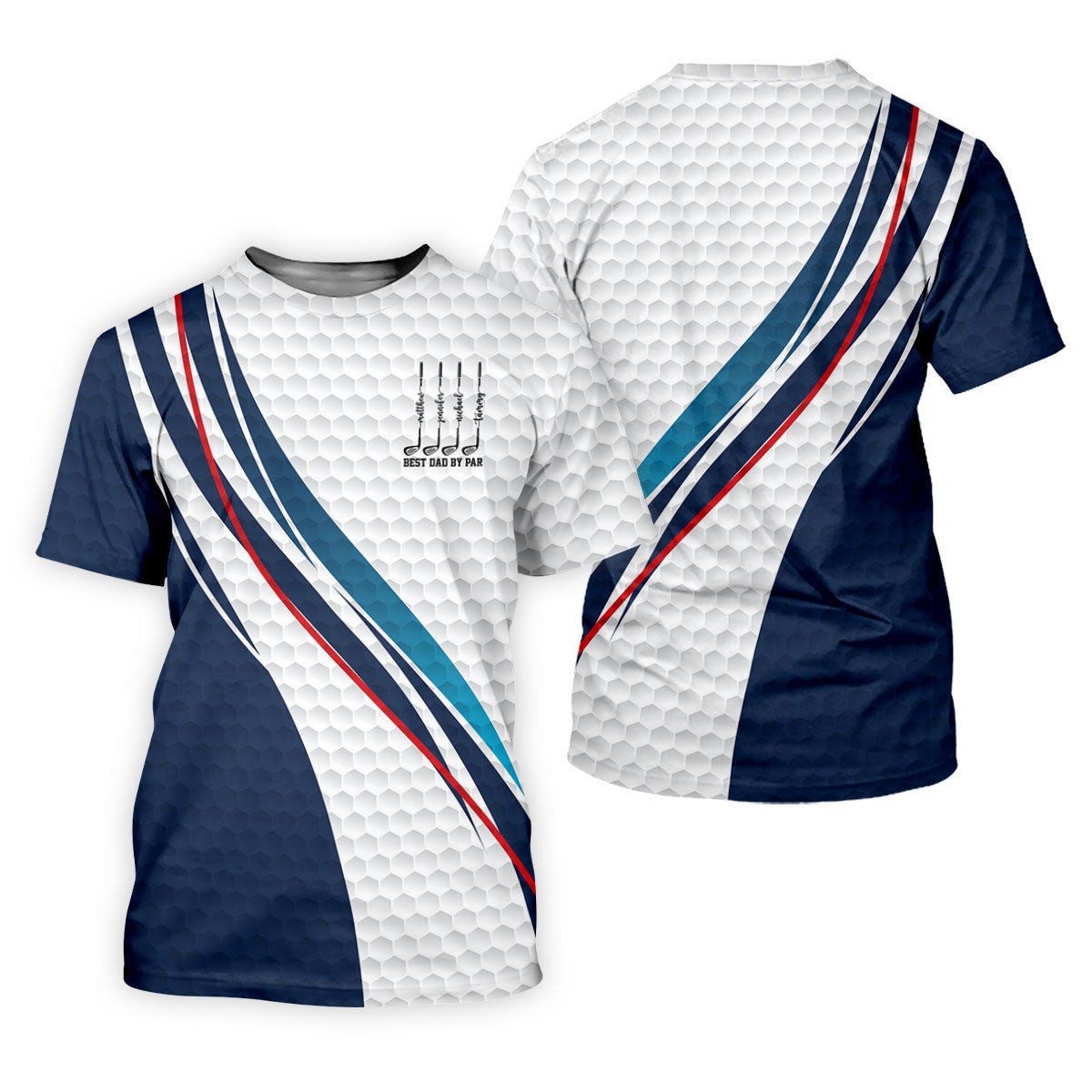 Best Dad By Par Golf Ball Pattern Wavy Stripes Father's Day Golf Shirt, Golf Gift For Dad SH818