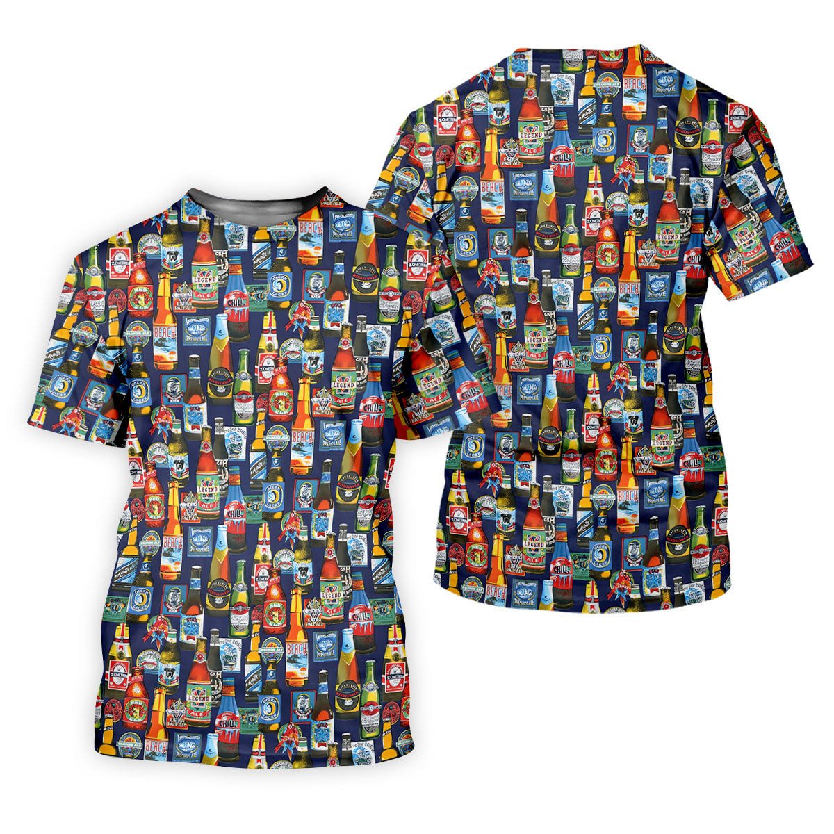 Beer Bottle Labels Navy Golf Shirt, Men's Funny Golf Shirts, Golf Tops For Men, Golf Shirts For Men SH818