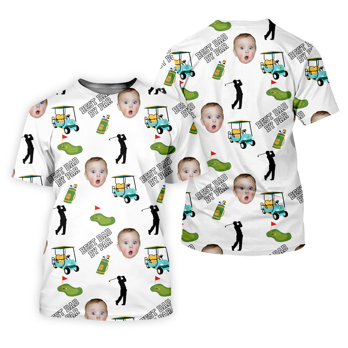 Best Papa By Par Custom Face Kids Photo Funny Polo Golf Shirt, Christmas Golf Gift SH818