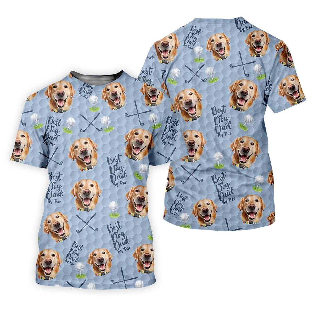 Best Dog Dad By Par Custom Face Golf Shirt, Funny Golf Polo Shirt, Dad Golf Gift SH818