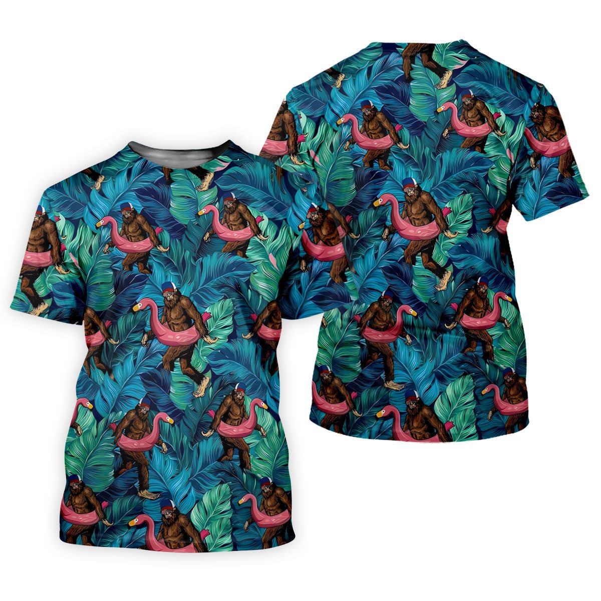 Bigfoot Flamingo Float Tropical Golf Polo Shirt, Hawaiian Golf Shirt, Mens Golf Polo SH818