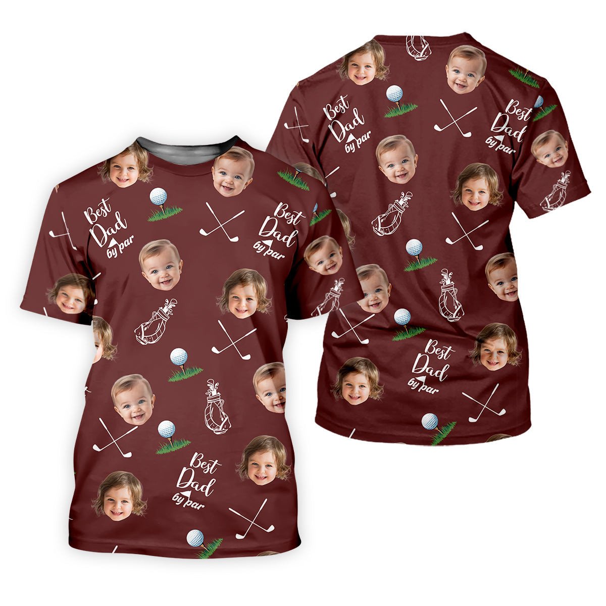 Best Dad By Par Custom Face Golf Shirt, Funny Golf Polo Shirt, Golf Present For Dad SH818