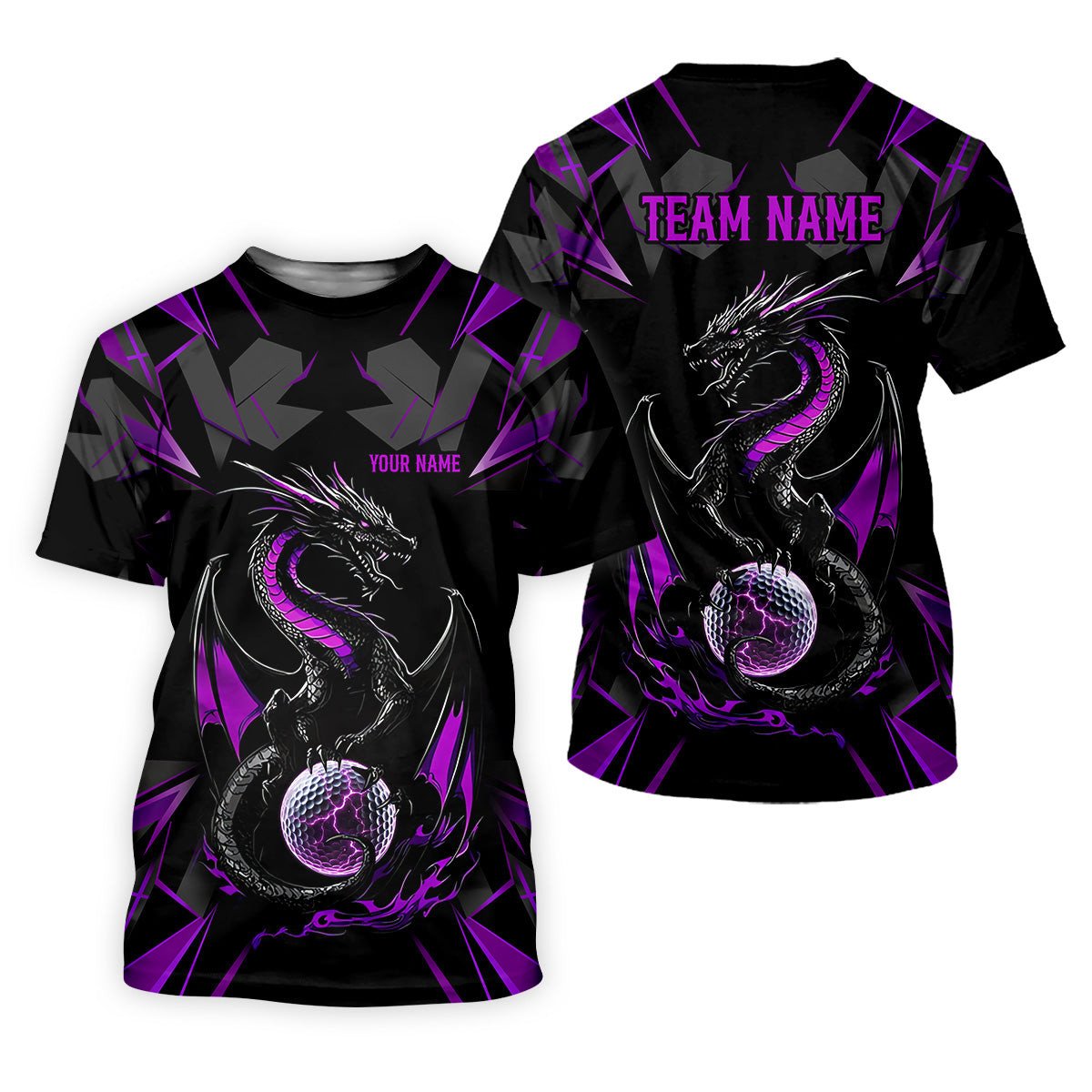 Black And Purple Dragon Golf Team Shirt, Womens Golf Tops, Ladies Golf Shirts, Golfing Apparel SH818