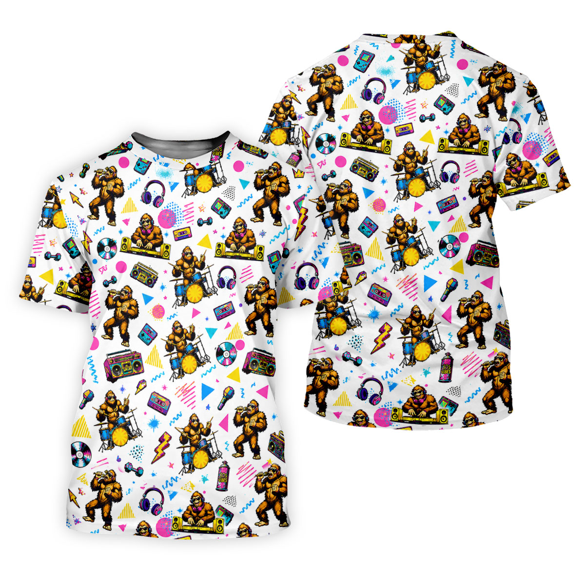 Bigfoot Party Memphis Pattern Retro Golf Shirt, Hawaiian Golf Shirt, Golf Shirt For Women SH818