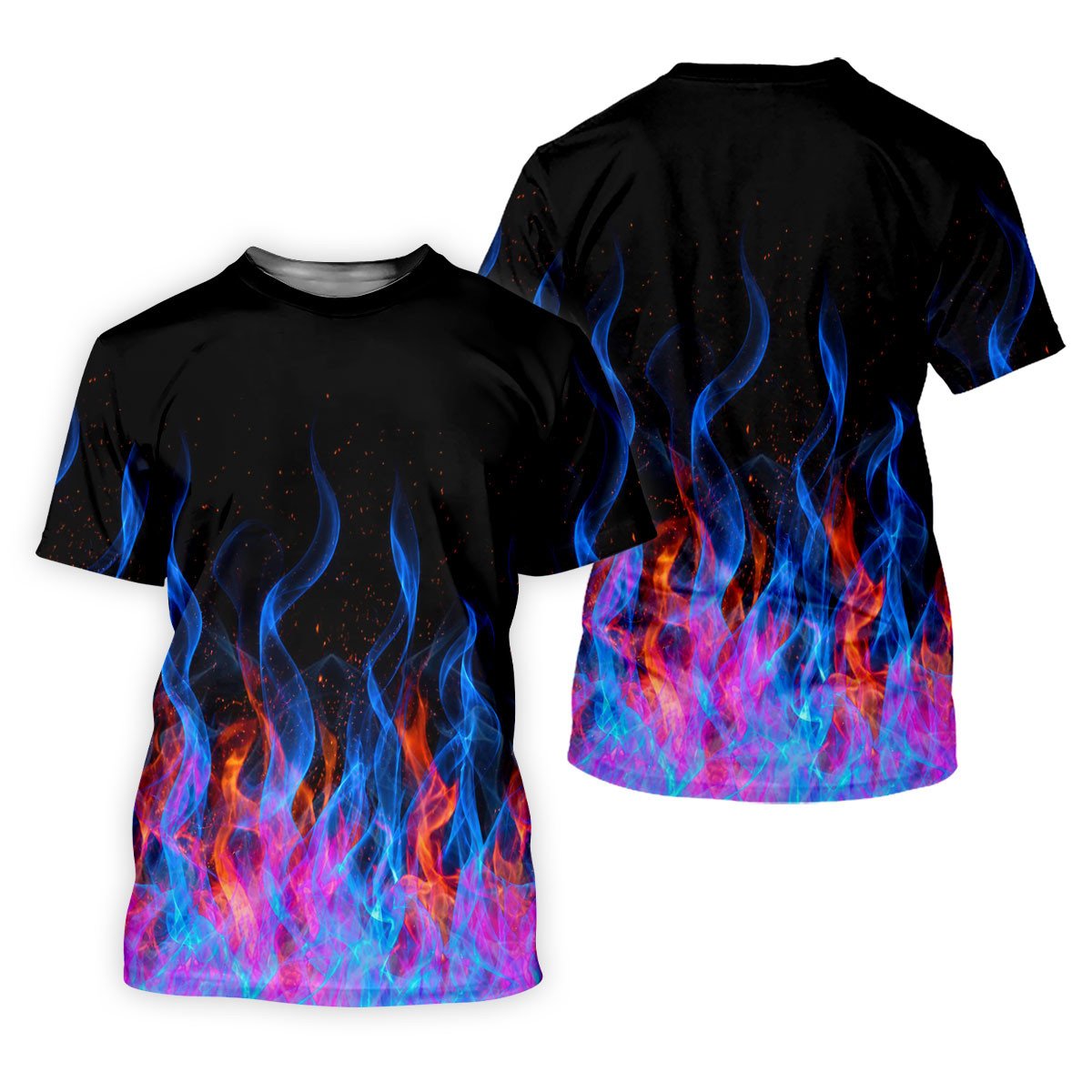Black Blue Flame Fire Pattern Golf Shirt, Ladies Golf Shirts, Women's Golf Apparel, Printed Golf Shirt SH818