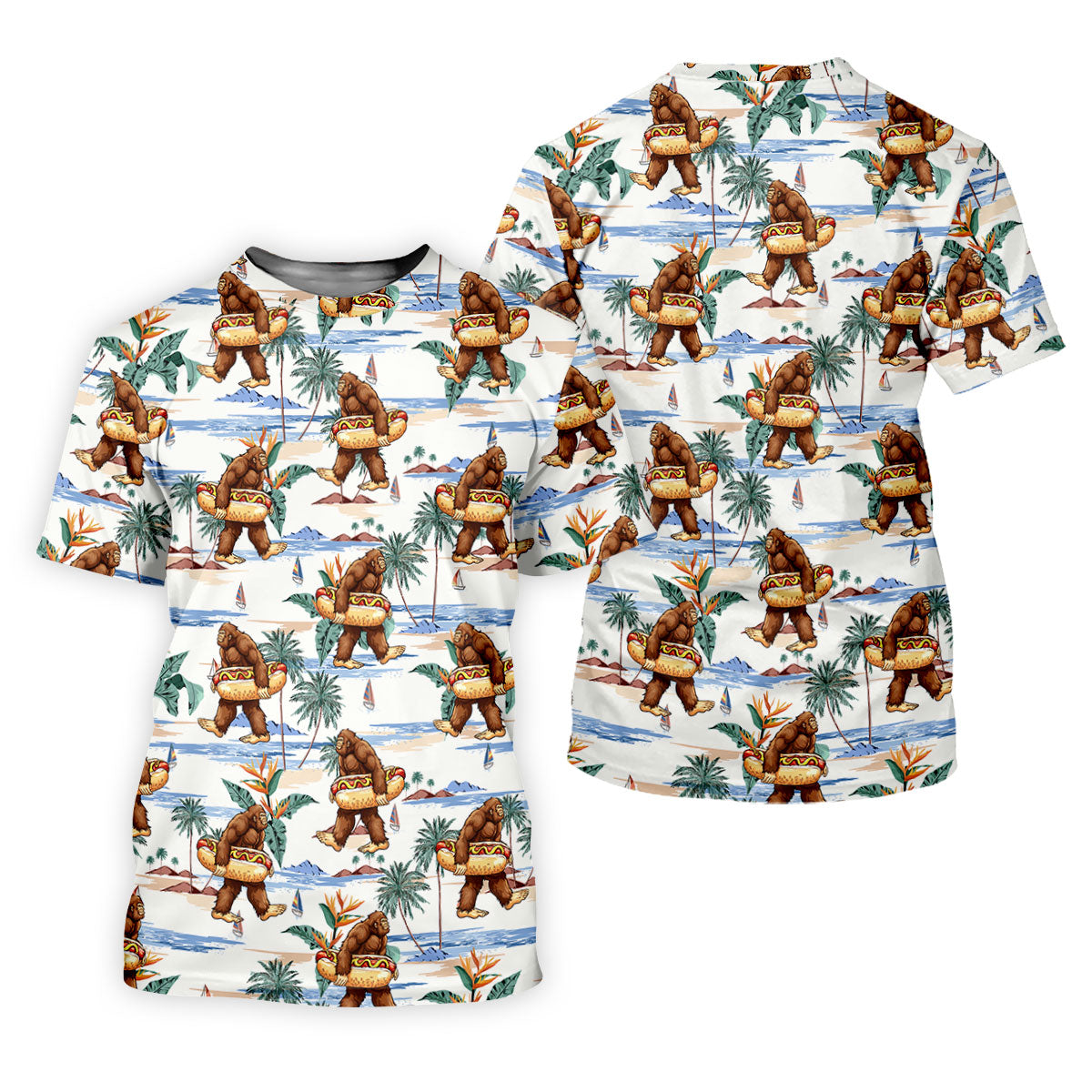 Bigfoot Hot Dog Beach Hawaiian Shirt, Women's Golf Polo, Golf Tops For Women, Women's Golf Apparel SH818