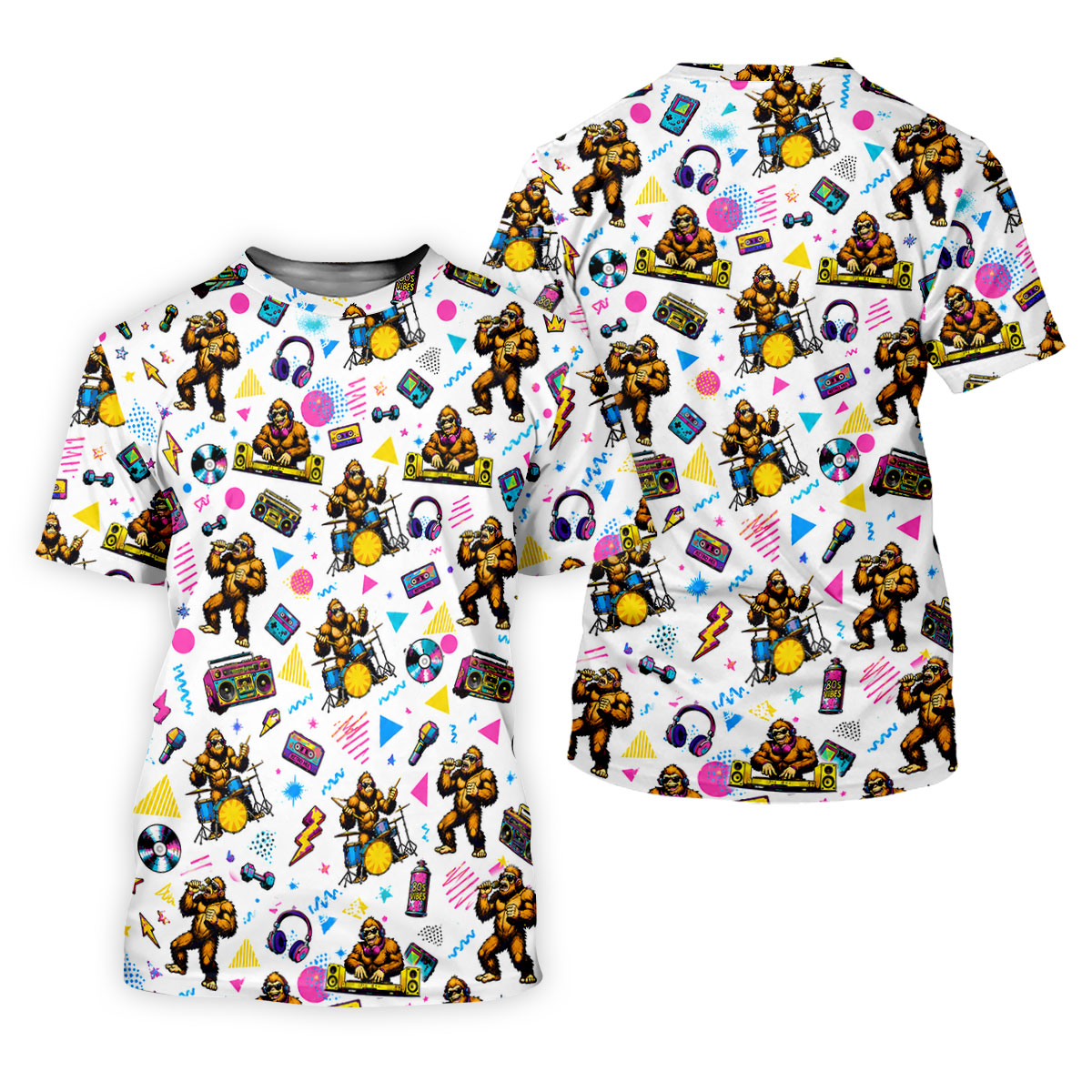 Bigfoot Party Memphis Pattern Retro Golf Shirt, Hawaiian Golf Shirt, Polo Shirts For Men SH818