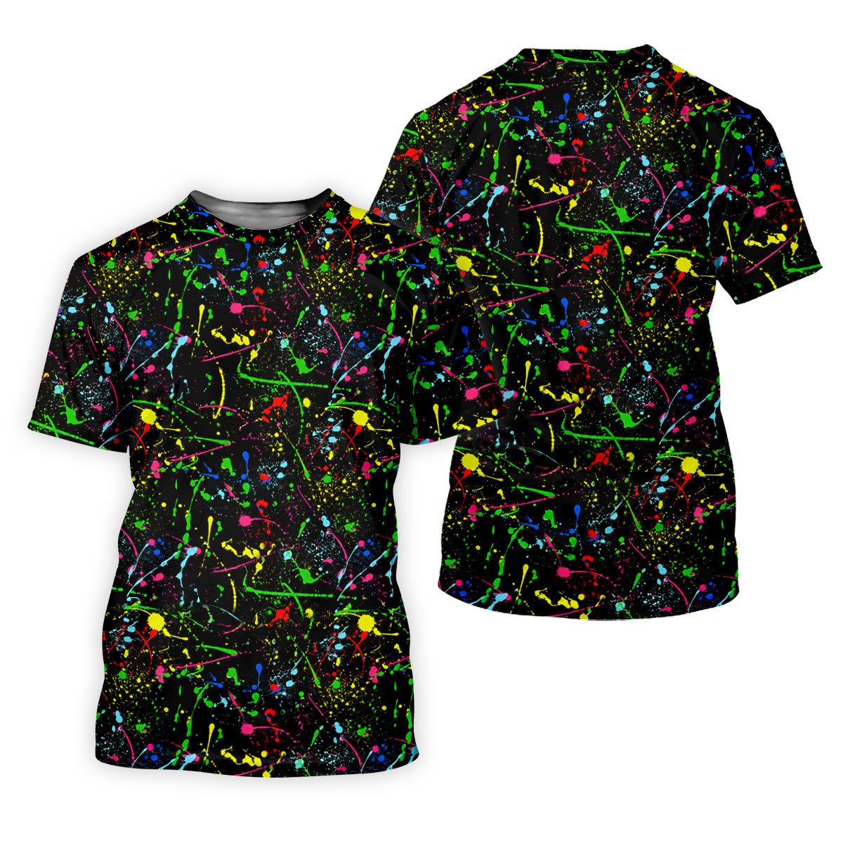 Black Neon Paint Splatter Golf Shirt, Women's Golf Tops, Performance Golf Shirt SH818