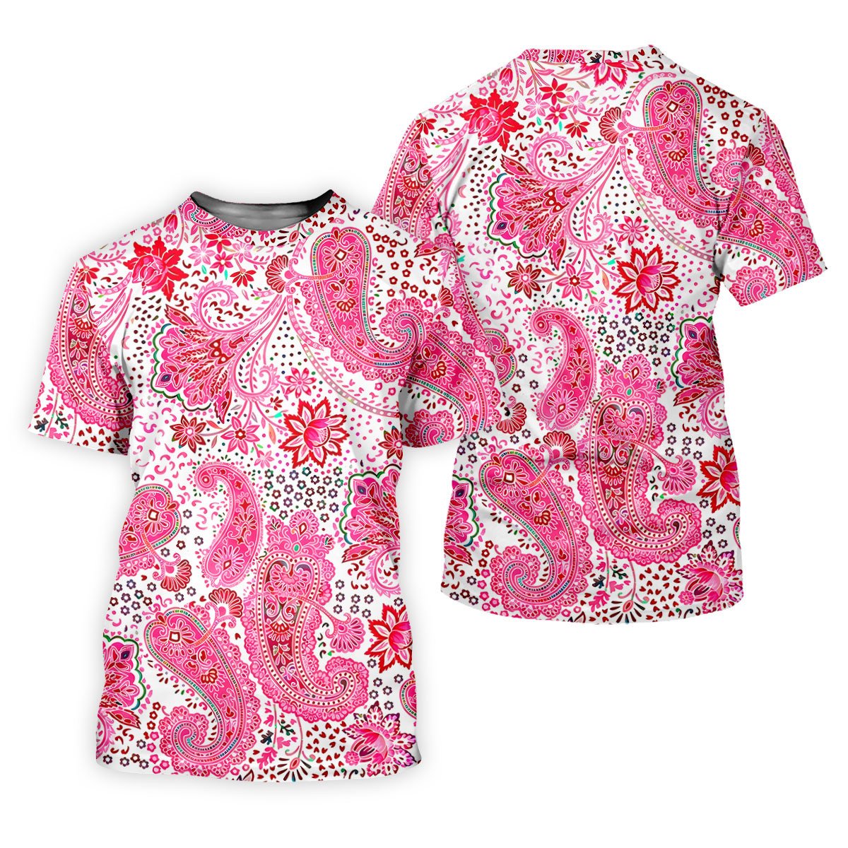 Pink Paisley Floral Pattern Golf Shirt, Golf Tops For Women, Hawaiian Golf Shirt, Women's Golf Apparel SH818