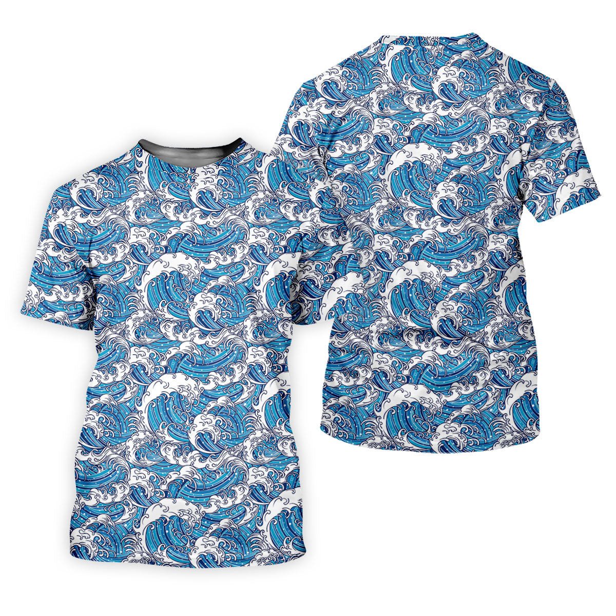Blue Ocean Wave Pattern Golf Shirt, Women's Golf Tops, Golf Shirts For Women, Printed Golf Shirt SH818