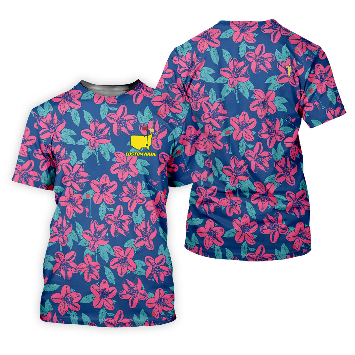 Blue And Purple Tropical Floral Golf TournamentGolf Shirt For Women, Performance Golf Shirt, Ladies Golf Shirts SH818