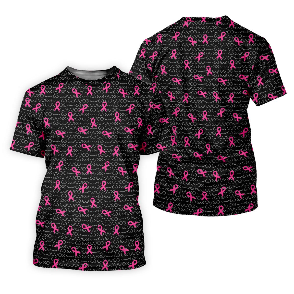 Black Golf Polo with Pink Ribbon, Men's Golf Polo Shirt, Breast Cancer Awareness Shirt, Funny Golf Shirt SH818