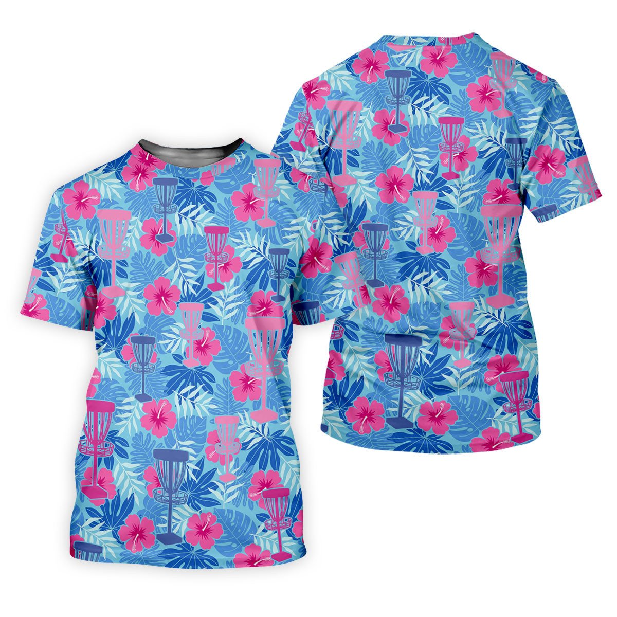 Blue Hibiscus Disc Golf Polo Shirt, Golf Tops For Women, Women's Golf Polo SH818