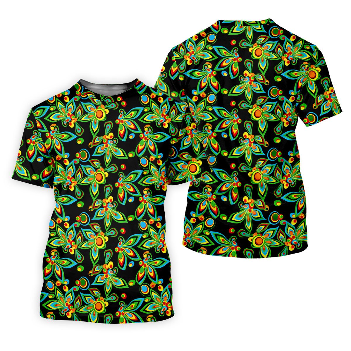 Black Colorful Floral Geometric Pattern Golf Shirt, Women's Golf Tops, Women's Golf Apparel, Printed Golf Shirt SH818