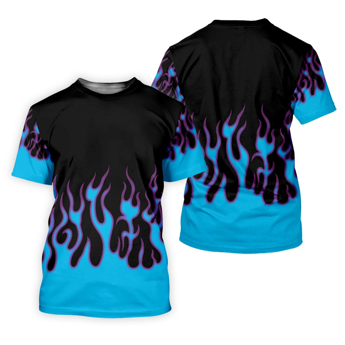 Black Cyan Purple Flame Sleeve Golf Shirt, Women's Golf Tops, Women's Golf Apparel SH818