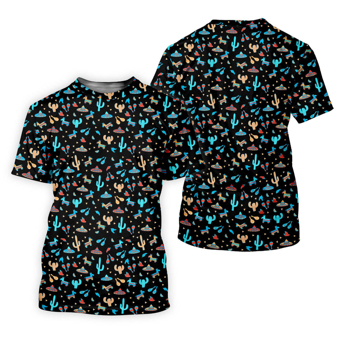 Blue And Beige Cacti Mini Pinatas Cinco De Mayo Celebration Fiesta Themed Golf Shirt For Women SH818