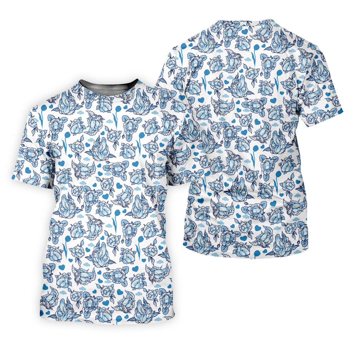 Funny Blue Rose Floral Pattern Men's Golf Shirt, Dirty Humor Polo Shirts For Men, Printed Golf Shirts SH818