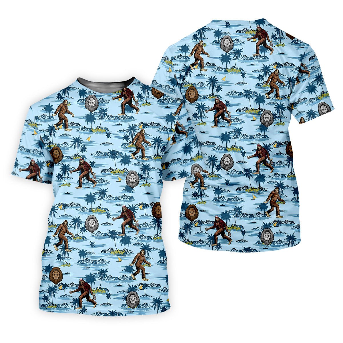 Blue Funny Sasquatch Tropical Golf Shirts, Ladies Golf Shirts, Golfing Apparel, Women's Polo Shirt SH818