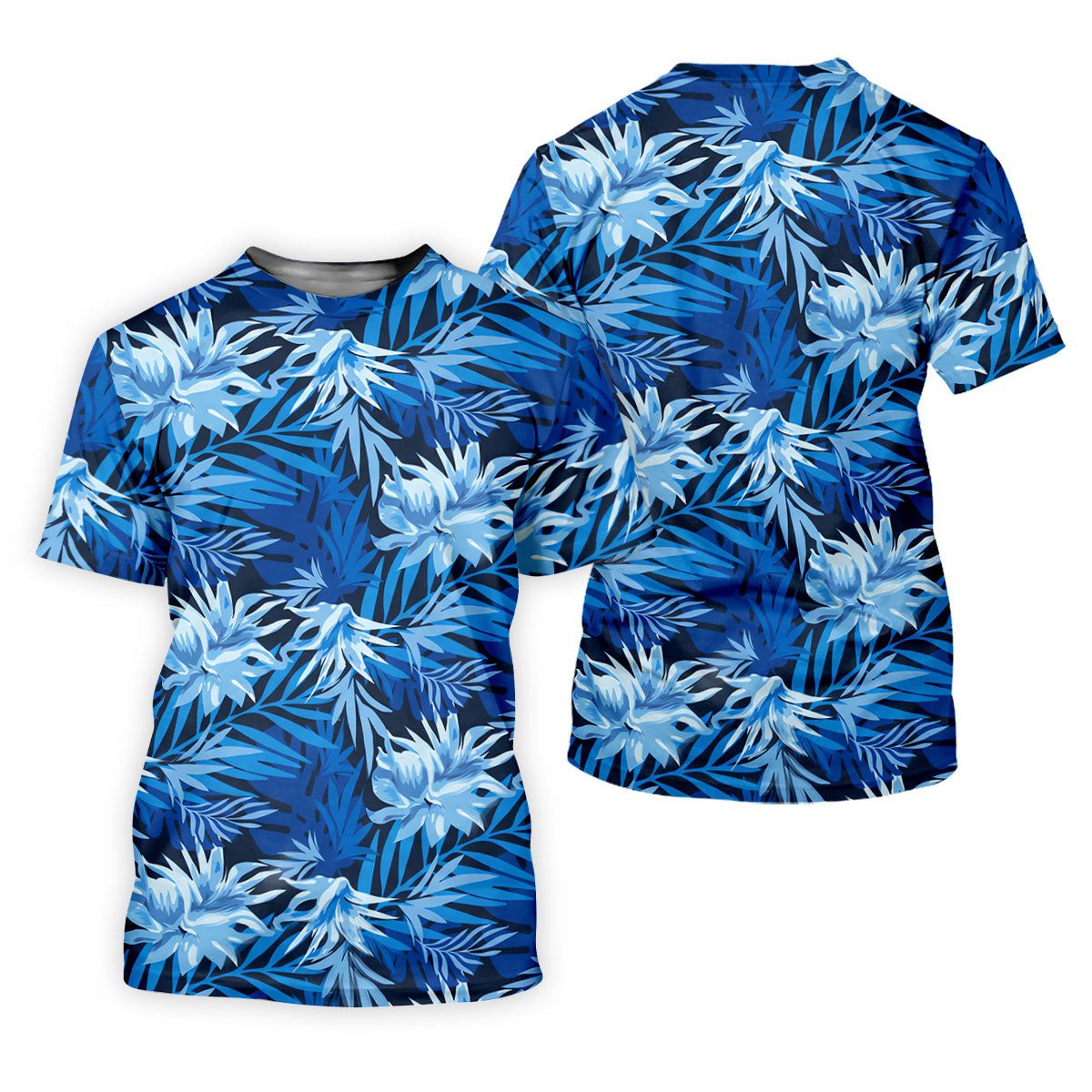 Blue Tropical Hibiscus Floral Golf Shirt, Mens Polo Shirts, Golf Apparel For Men SH818