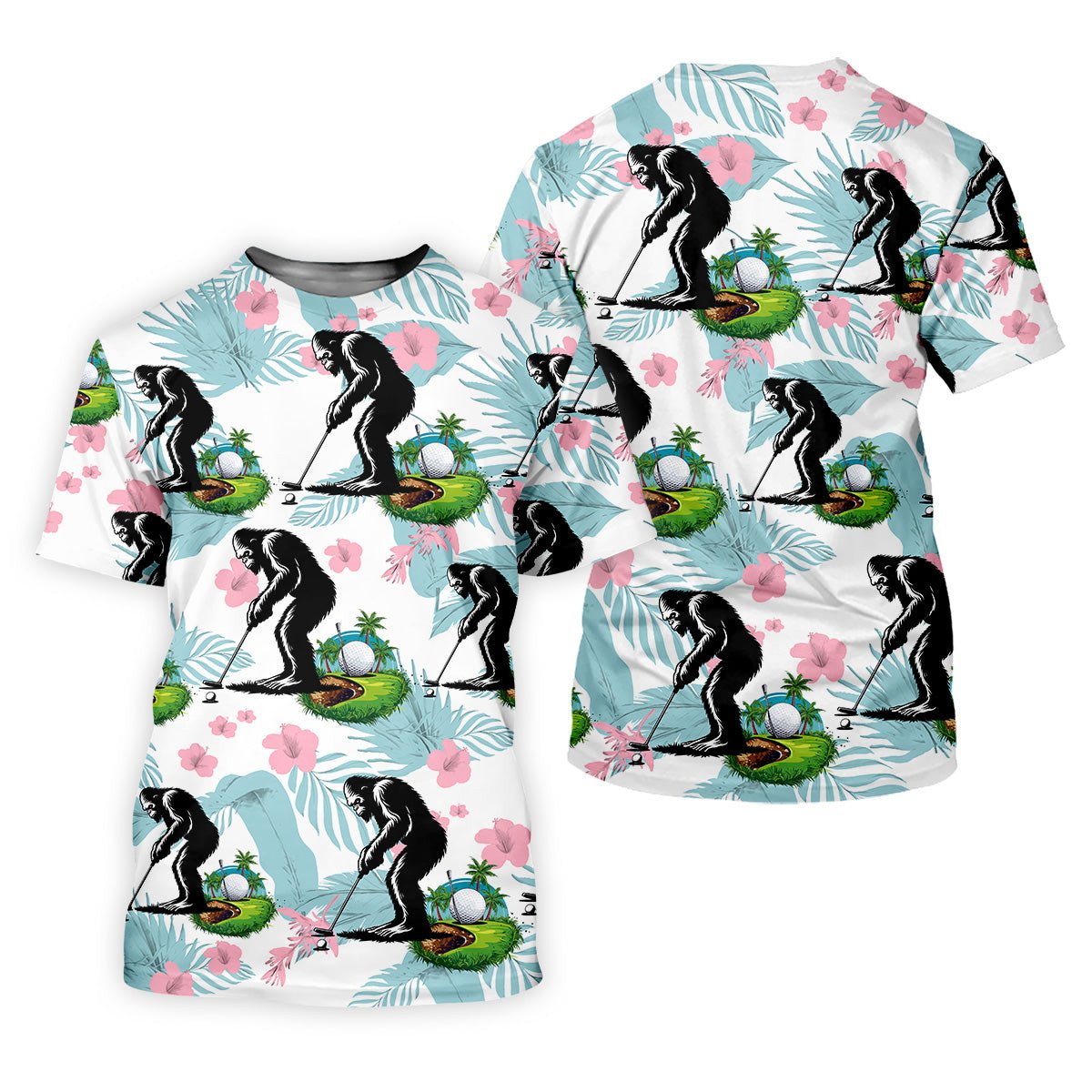 Bigfoot Shirt, Sasquatch Golf Shirt, Hawaiian Golf Shirts, Matching Golf Shirts, Golf Shirts For Men SH818
