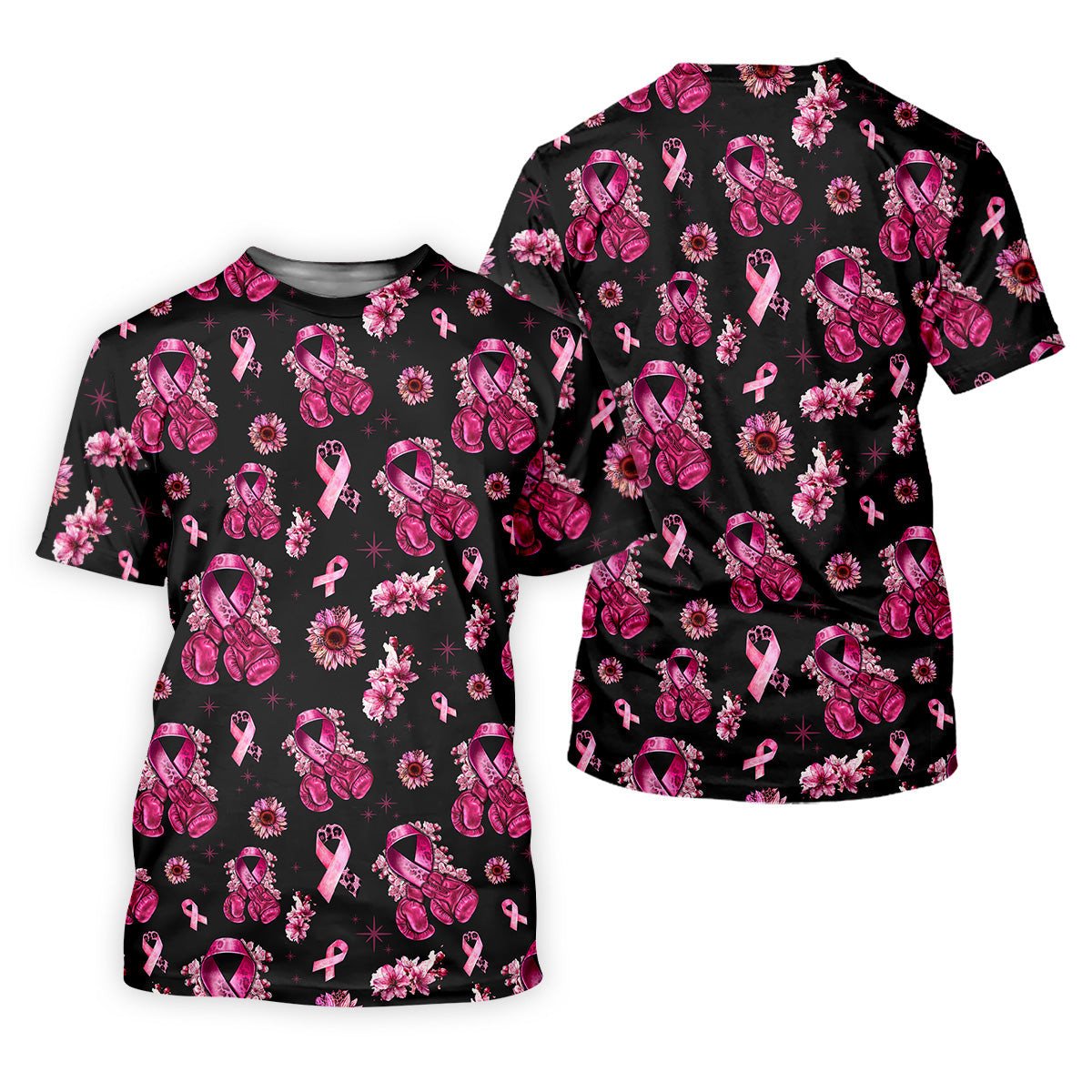 Boxing Gloves Fighter Black Breast Cancer Golf Shirt, Breast Cancer Support Shirts, Womens Golf Polo SH818