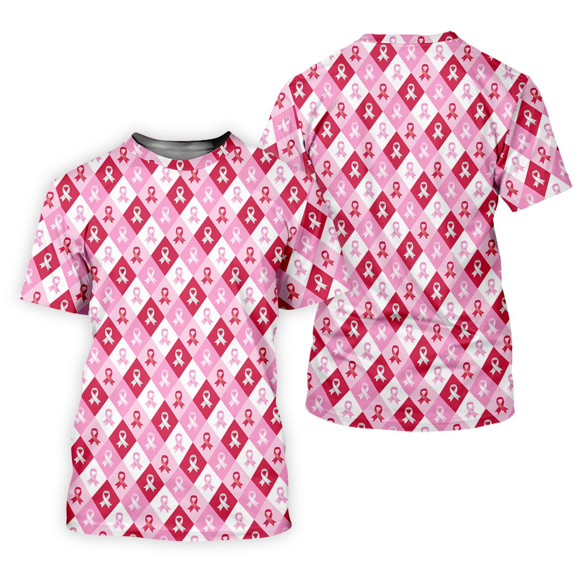 Breast Cancer Golf Shirt, Pink Argyle Golf Shirt, Breast Cancer Awareness Shirts, Golf Gift For Men SH818