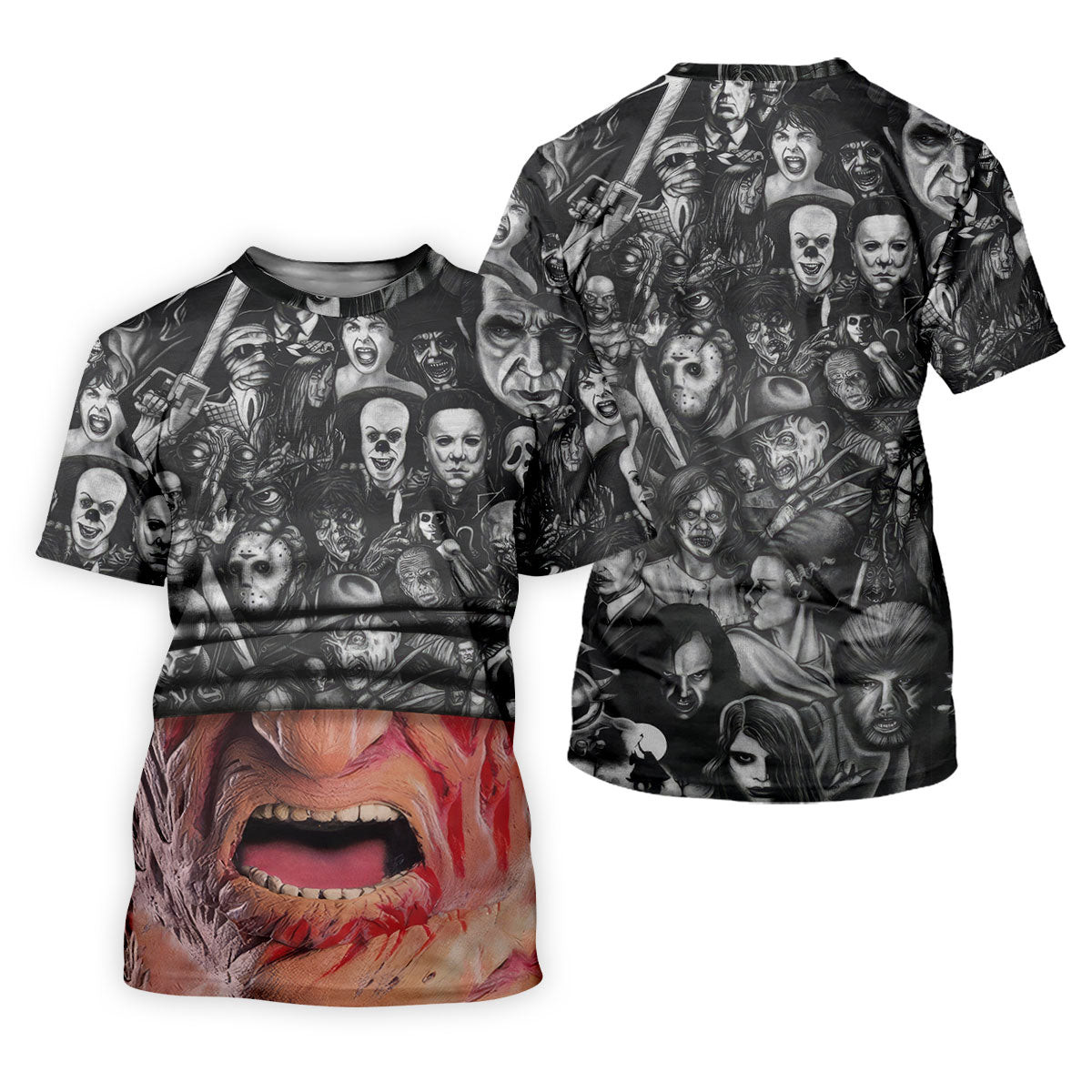 Burned Face Horror Character Halloween Polo Shirt, Men's Golf Shirt, Printed Golf Shirts SH818