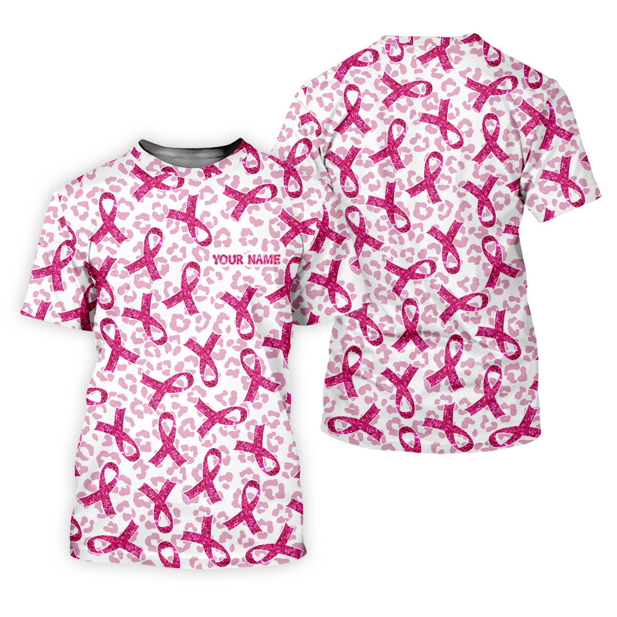 Breast Cancer Pink Ribbon Leopard Pattern Golf Tops For Men, Cancer Awareness Shirt, Golf Shirts For Men SH818