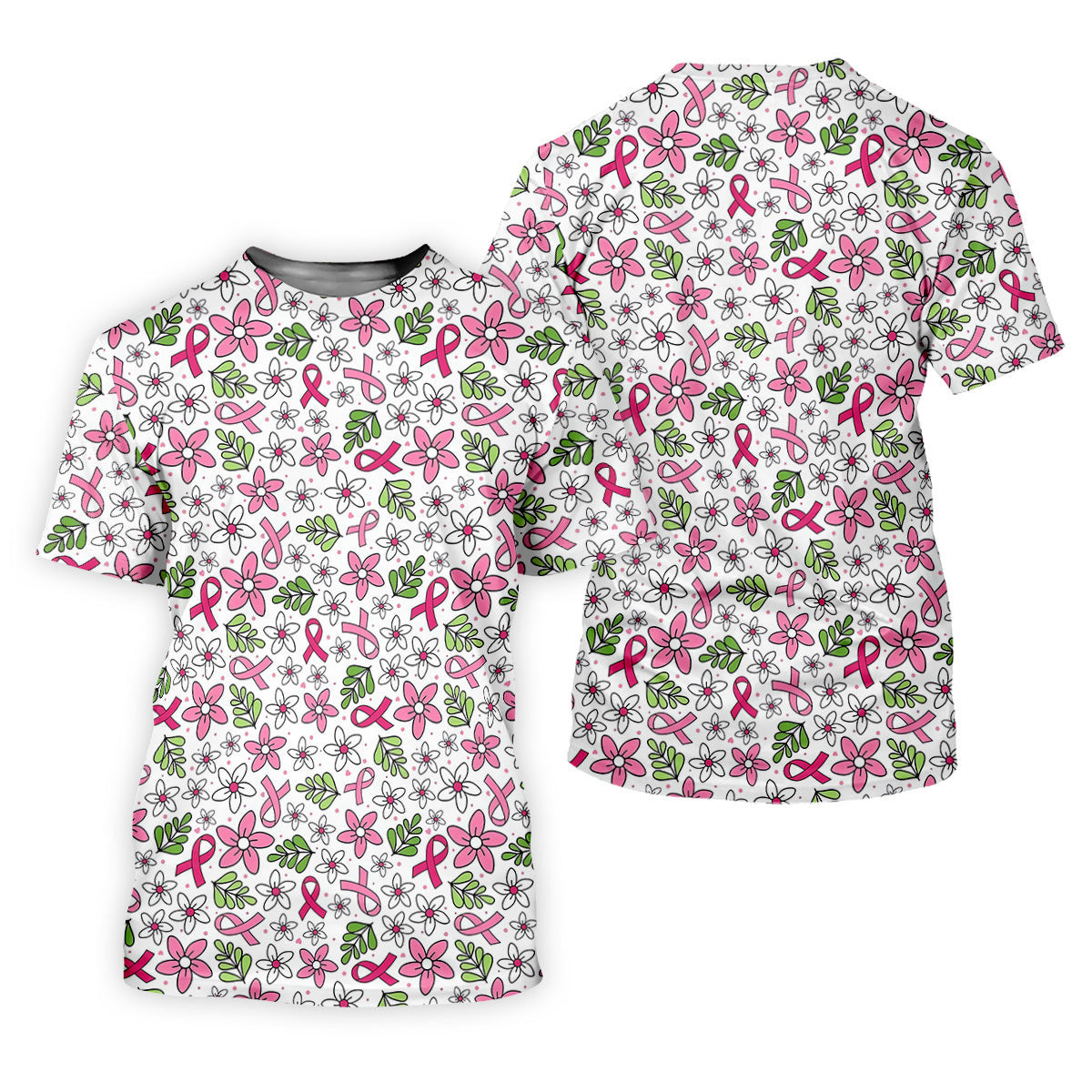 Breast Cancer Awareness Ribbon Floral Golf Shirt, Cancer Awareness Shirt, Ladies Golf Polos SH818