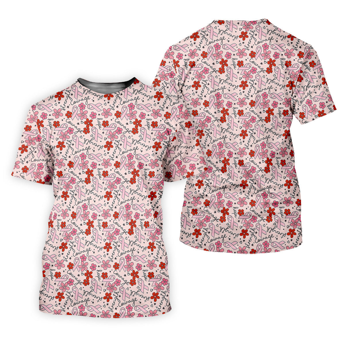 Breast Cancer Awareness Ribbon Flower Men Shirt, Men's Pink Golf Polo, Polo Shirts For Men SH818