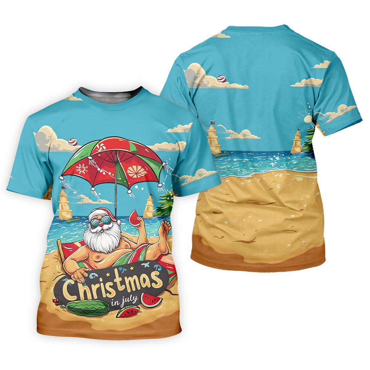 Christmas In July Santa Beach Christmas Golf Shirt, Women's Golf Tops, Hawaiian Golf Shirt, Printed Golf Shirt SH818