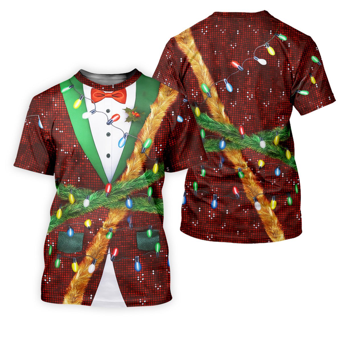 Christmas Lights Disco Ball Pattern Women Golf Top, Christmas Golf Shirt, Ladies Golf Tops SH818