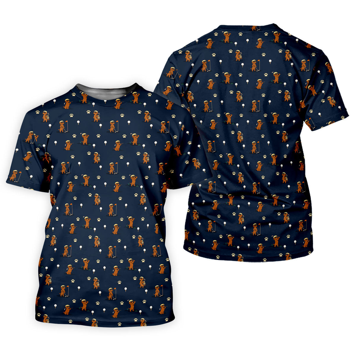Cartoon Dachshund Golfer Pattern Golf Polo Shirt, Men's Golf Shirt, Golf Apparel For Men SH818