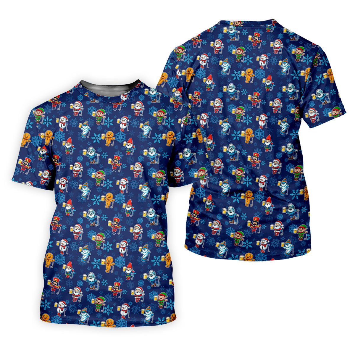 Christmas Characters Golf And Beer Navy Men's Funny Golf Shirts, Christmas Golf Shirt, Polo Shirts For Men SH818
