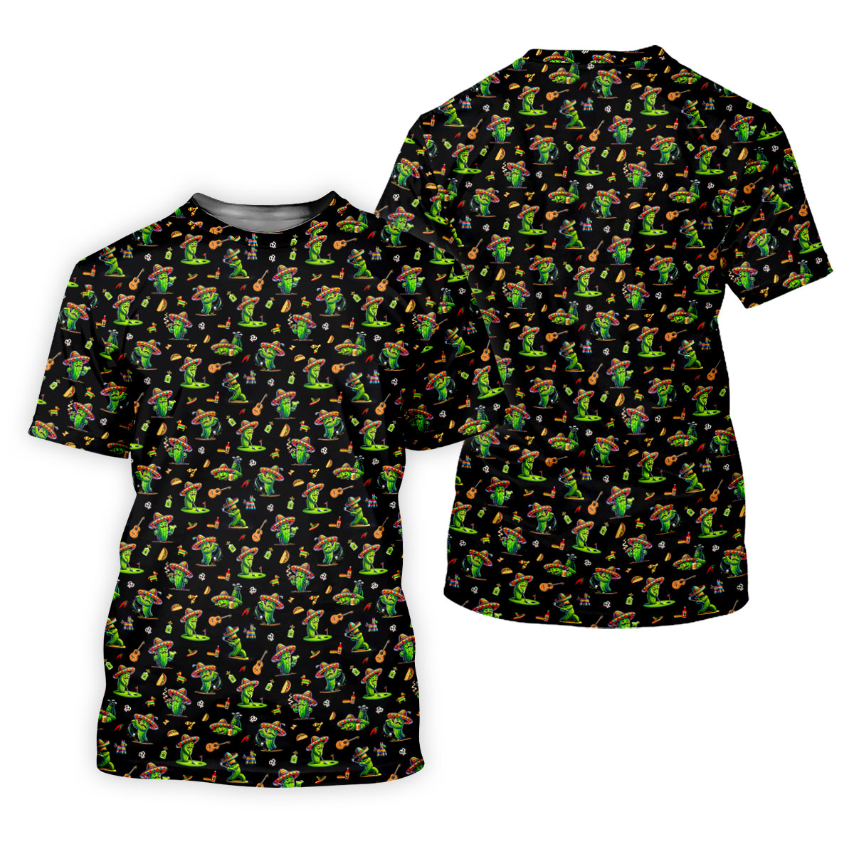 Cartoon Mustach Funny Cactus Cinco De Mayo Celebration Fiesta Themed Black Golf Shirt For Women SH818