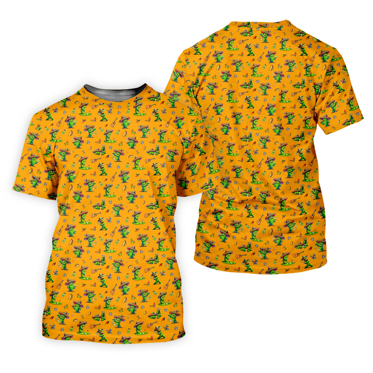Cartoon Mustach Funny Cactus Cinco De Mayo Celebration Fiesta Themed Orange Golf Shirt For Women SH818
